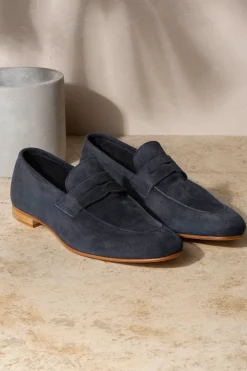 Blue Soft Penny Loafers - Made In Italy|Pini Parma Clearance