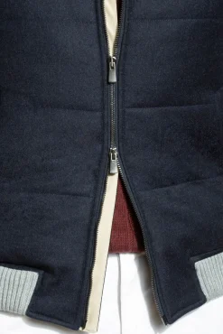 Blue Vest With Zip In Loro Piana Wool With Rain System®– Made In Italy|Pini Parma Discount