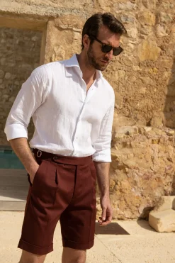 Bordeaux Cotton Shorts - Made In Italy|Pini Parma Store