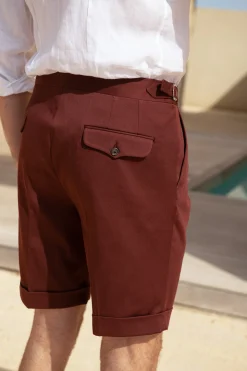 Bordeaux Cotton Shorts - Made In Italy|Pini Parma Store