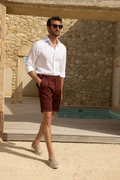 Bordeaux Cotton Shorts - Made In Italy|Pini Parma Store
