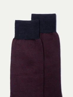 Bordeaux Herringbone Short Socks - Made In Italy|Pini Parma Cheap