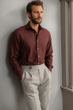 Bordeaux Shirt - Flannel Touch - Made In Italy|Pini Parma Store