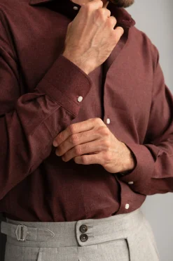 Bordeaux Shirt - Flannel Touch - Made In Italy|Pini Parma Store