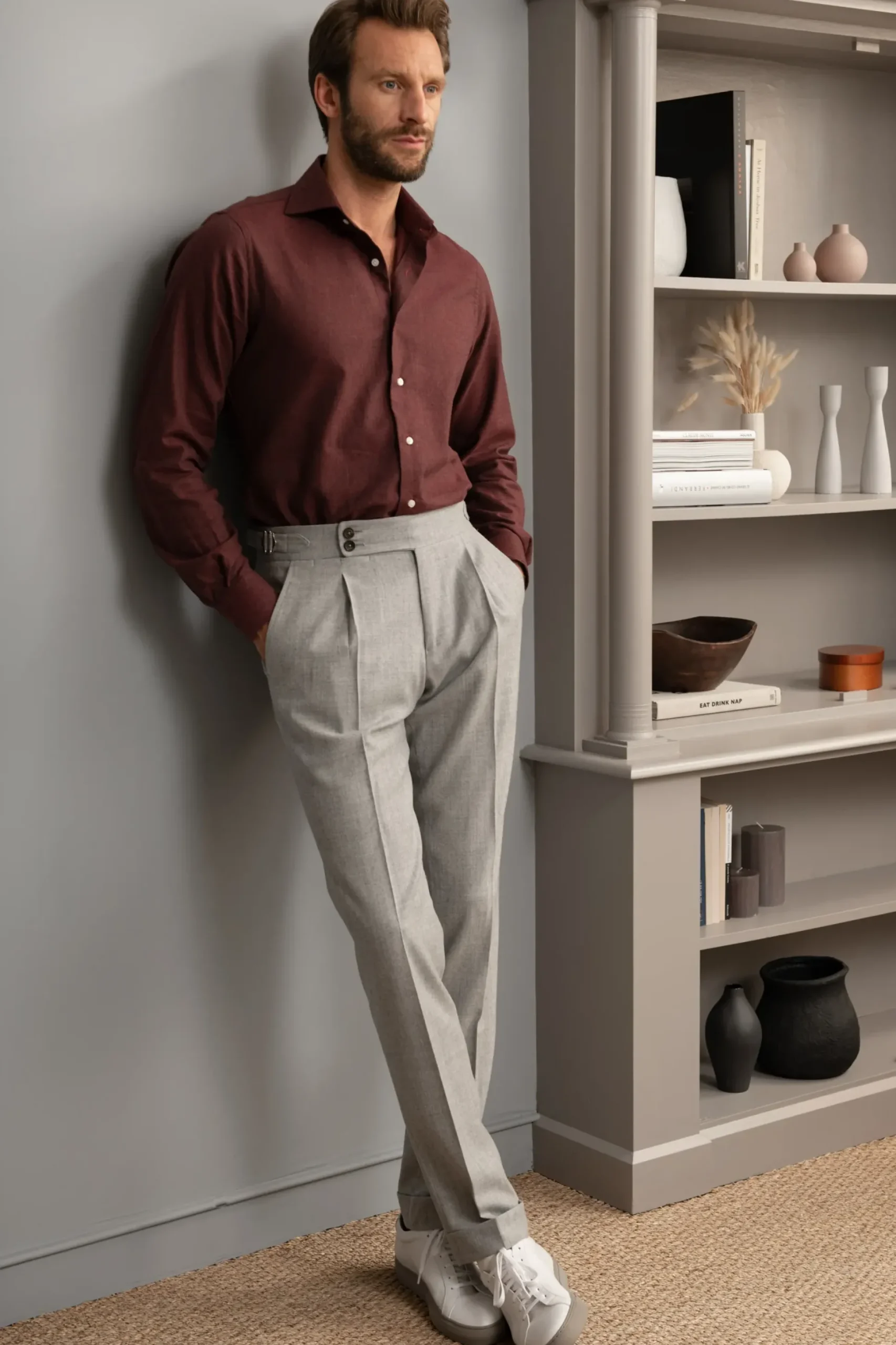 Bordeaux Shirt - Flannel Touch - Made In Italy|Pini Parma Store