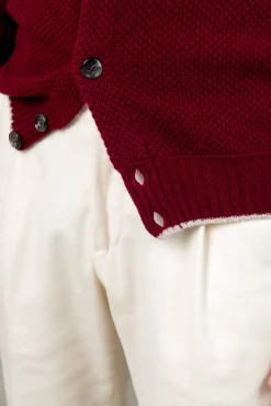 Bordeaux Textured Cashmere Blend Cardigan – Made In Italy|Pini Parma Fashion