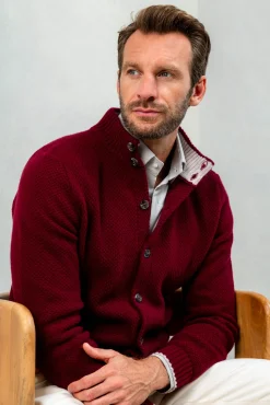 Bordeaux Textured Cashmere Blend Cardigan – Made In Italy|Pini Parma Fashion