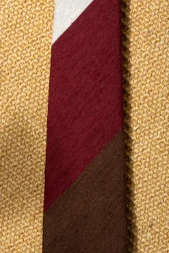 Brown And Bordeaux Shantung Tie - Hand Made In Italy|Pini Parma Sale