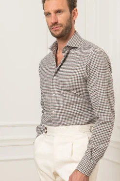 Brown And Grey Vichy Shirt - Made In Italy|Pini Parma Store