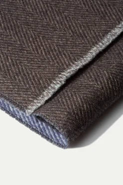 Brown And Light Blue Reversible Herringbone Scarf - Made In Italy|Pini Parma Best Sale