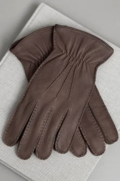 Brown Cashmere Lined Deerskin Leather Gloves - Made In Italy|Pini Parma Best
