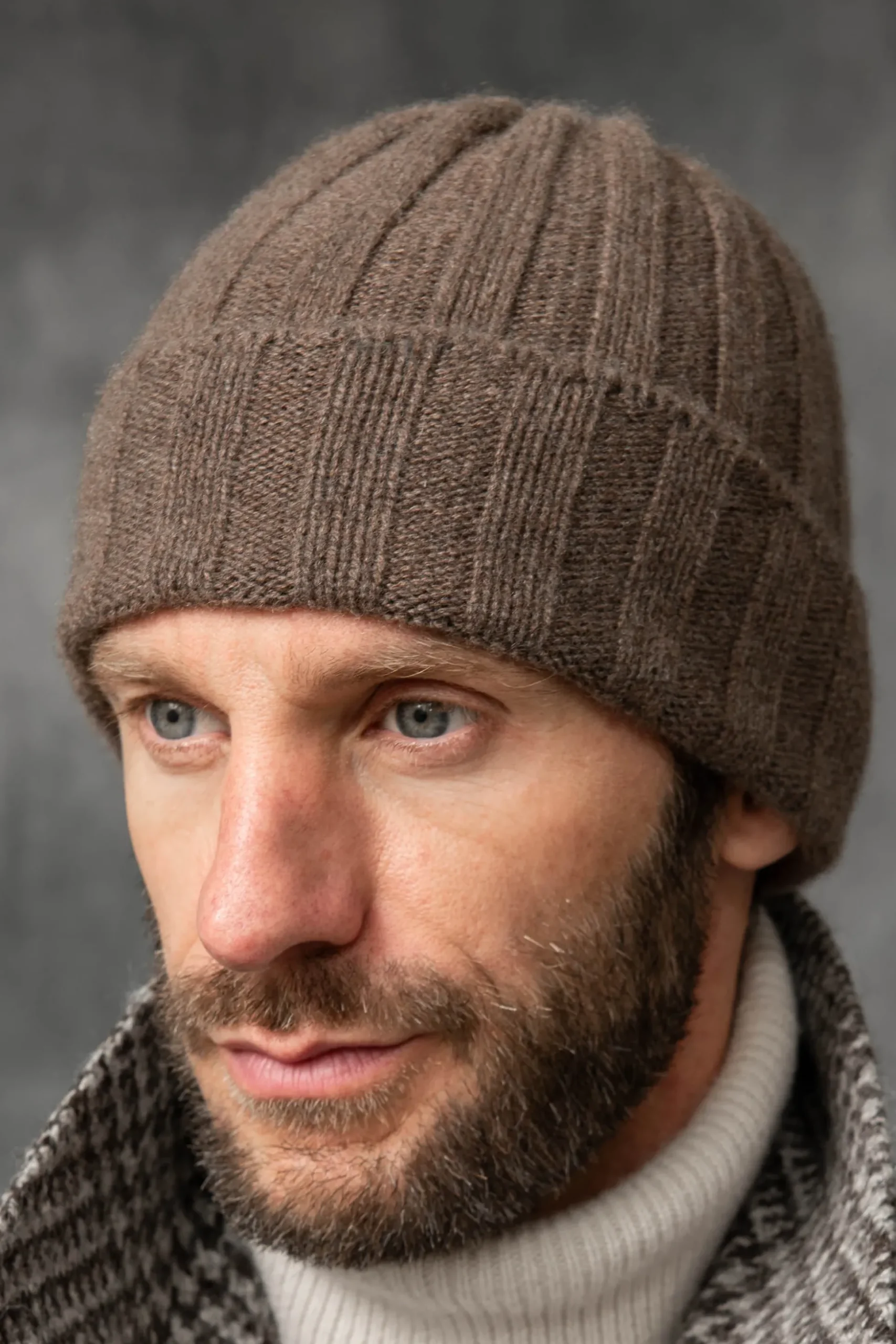 Brown Cashmere Rib Knit Beanie - Made In Italy|Pini Parma Flash Sale