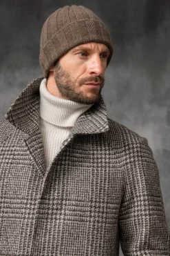 Brown Cashmere Rib Knit Beanie - Made In Italy|Pini Parma Flash Sale