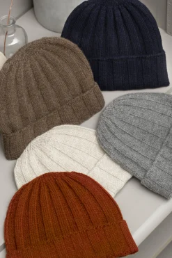 Brown Cashmere Rib Knit Beanie - Made In Italy|Pini Parma Flash Sale