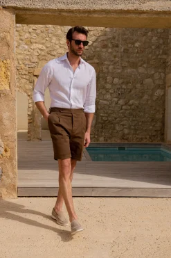 Brown Cotton Shorts - Made In Italy|Pini Parma Best