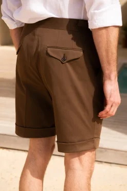 Brown Cotton Shorts - Made In Italy|Pini Parma Best