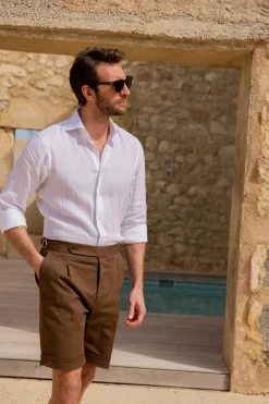 Brown Cotton Shorts - Made In Italy|Pini Parma Best