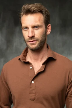 Brown Popover Polo Shirt - Made In Italy|Pini Parma Cheap