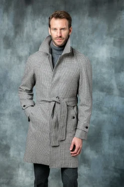 Brown Prince Of Wales Raglan Coat – Made In Italy|Pini Parma Best Sale