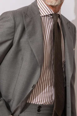 Brown Striped Shirt- Made In Italy|Pini Parma Store