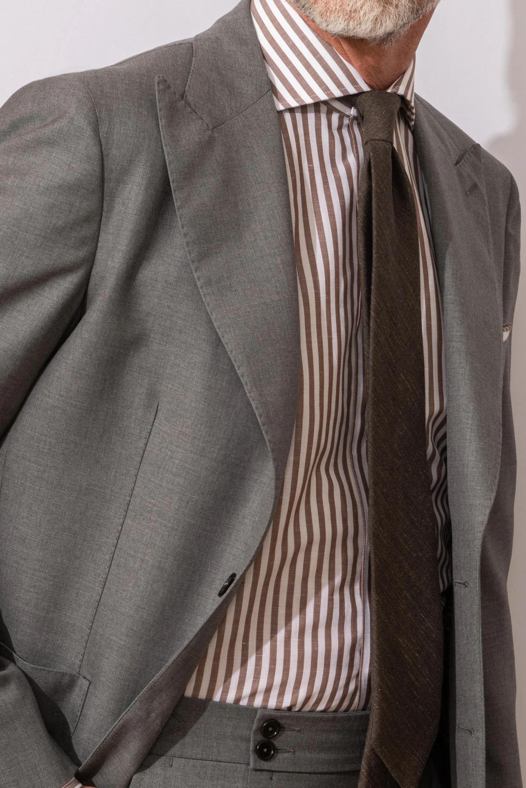 Brown Striped Shirt- Made In Italy|Pini Parma Store