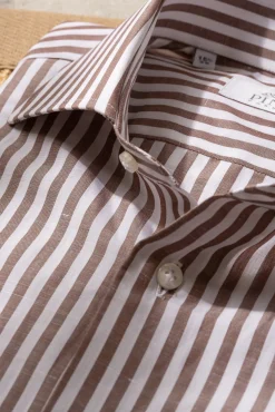 Brown Striped Shirt- Made In Italy|Pini Parma Store