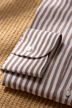 Brown Striped Shirt- Made In Italy|Pini Parma Store