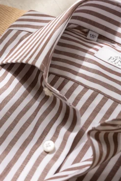 Brown Striped Shirt- Made In Italy|Pini Parma Store