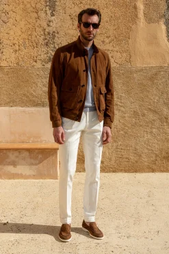 Brown Suede Bomber Jacket – Made In Italy|Pini Parma Best