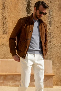 Brown Suede Bomber Jacket – Made In Italy|Pini Parma Best