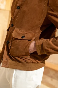 Brown Suede Bomber Jacket – Made In Italy|Pini Parma Best