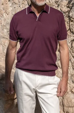 Burgundy Cotton Polo - Made In Italy|Pini Parma Discount