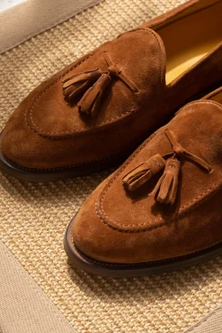 Cognac Suede Tassel Loafer - Made In Italy|Pini Parma New