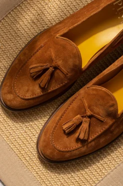 Cognac Suede Tassel Loafer - Made In Italy|Pini Parma New