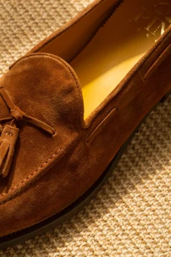 Cognac Suede Tassel Loafer - Made In Italy|Pini Parma New