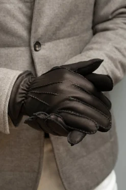 Dark Brown Cashmere Lined Deerskin Leather Gloves - Made In Italy|Pini Parma New