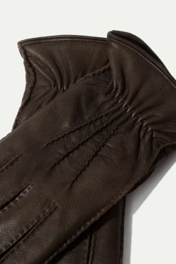 Dark Brown Cashmere Lined Deerskin Leather Gloves - Made In Italy|Pini Parma New