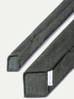 Dark Green Flannel Tie - Hand Made In Italy|Pini Parma Store