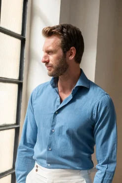 Denim Blue Shirt - Made In Italy|Pini Parma Cheap