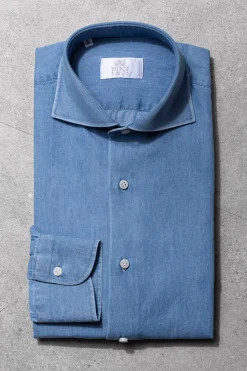 Denim Blue Shirt - Made In Italy|Pini Parma Cheap