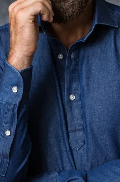 Denim Popover Shirt - Made In Italy|Pini Parma Hot