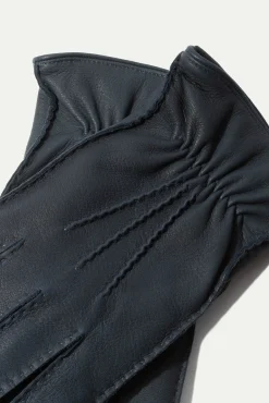 Dusty Blue Cashmere Lined Deerskin Leather Gloves - Made In Italy|Pini Parma Shop