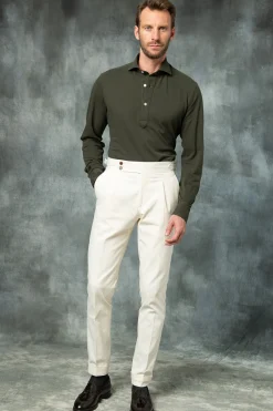 Green Popover Polo Shirt - Made In Italy|Pini Parma Flash Sale