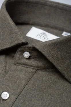 Green Popover Shirt - Flannel Touch - Made In Italy|Pini Parma Outlet