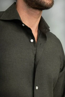 Green Shirt - Flannel Touch - Made In Italy|Pini Parma Best