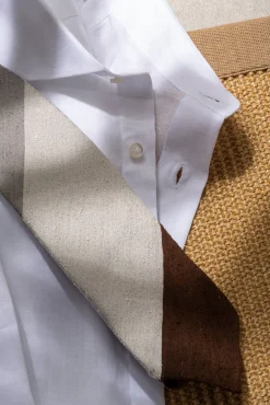 Grey And Brown Shantung Tie - Hand Made In Italy|Pini Parma Hot