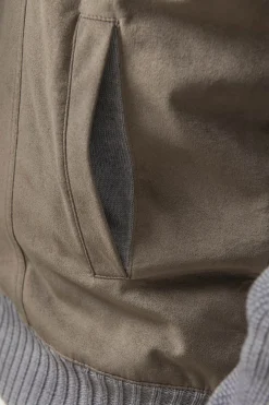 Grey And Taupe Cardigan - Alcantara & Wool - Made In Italy|Pini Parma Fashion