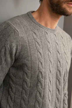 Grey Cable Knit Sweater – Made In Italy|Pini Parma Hot