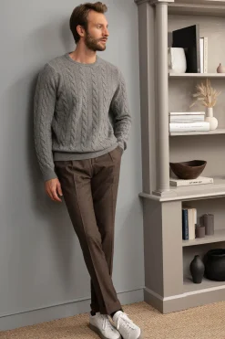 Grey Cable Knit Sweater – Made In Italy|Pini Parma Hot