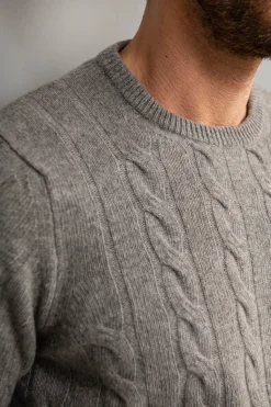 Grey Cable Knit Sweater – Made In Italy|Pini Parma Hot